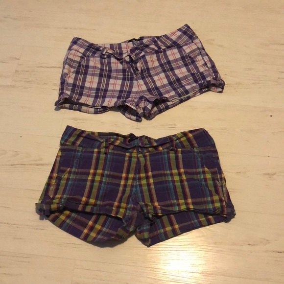 2 Pairs of Purple Plaid Shorts - Picture 1 of 4